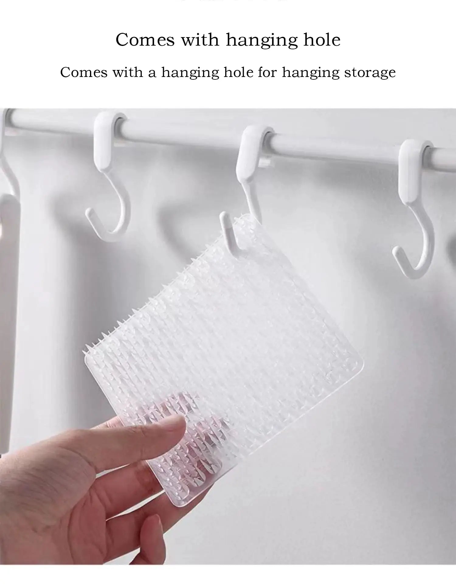 Simples Market silicone dish scrubber with textured bristles, transparent crevice brush