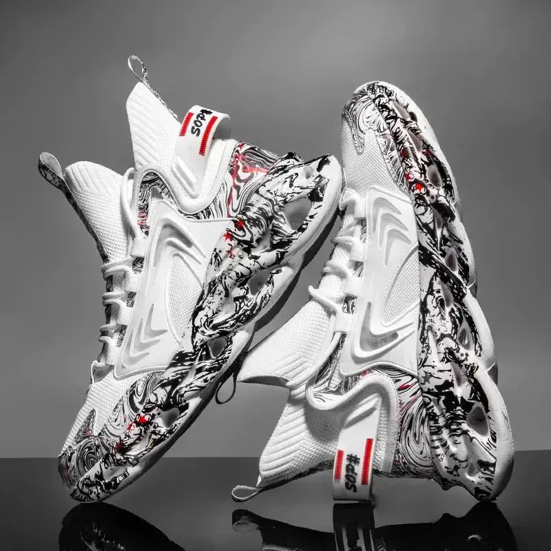 Mens Casual Sneakers Breathable Flyknit Upper Running Shoes Luxury Trainers For Everyday Wear
