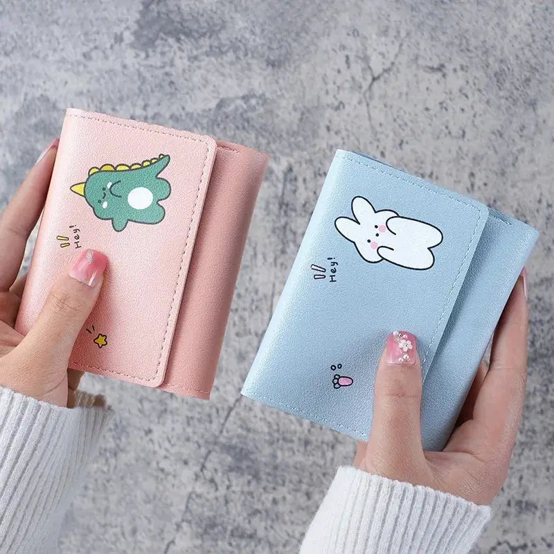 Simples Market mini wallets set; pink dinosaur and blue bunny cartoon cardholder wallets