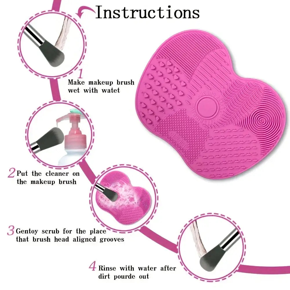 Silicone Apple Shaped Makeup Brush Cleaner Pad With Suction Cup
