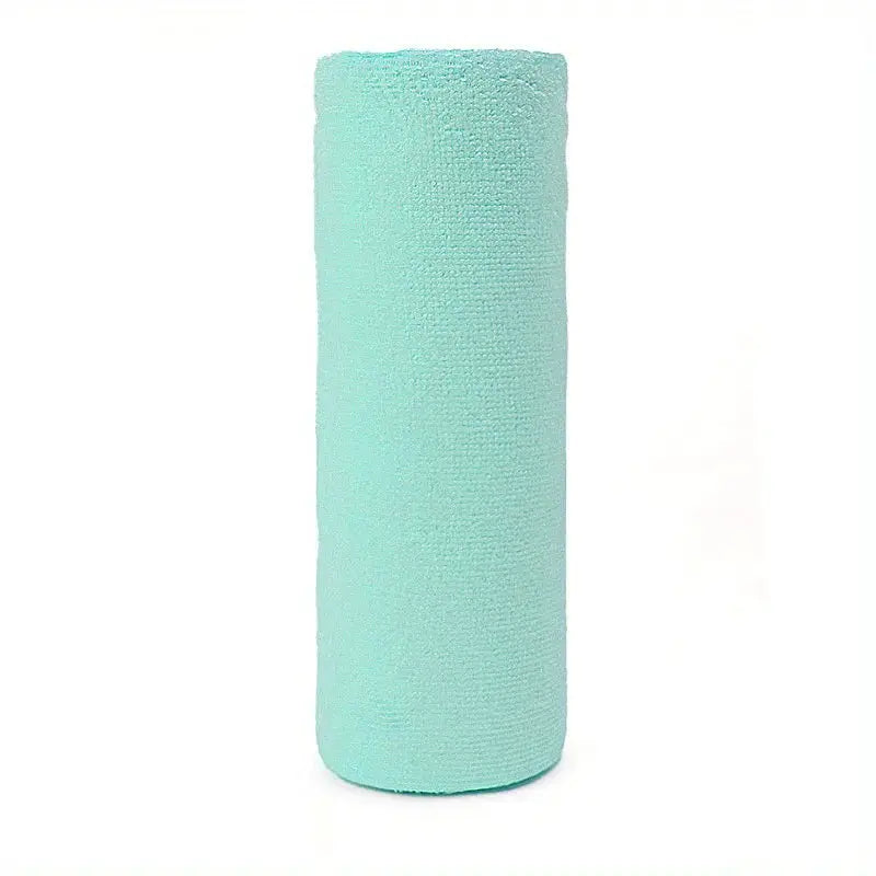 Teal microfiber cleaning wipes roll for dishes, reusable, high absorbency, machine washable