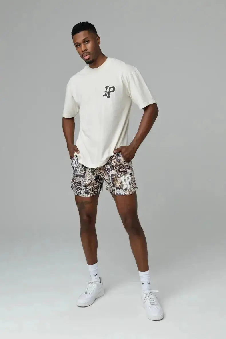 IP Trend men's snake-print quick-dry shorts with mesh fabric