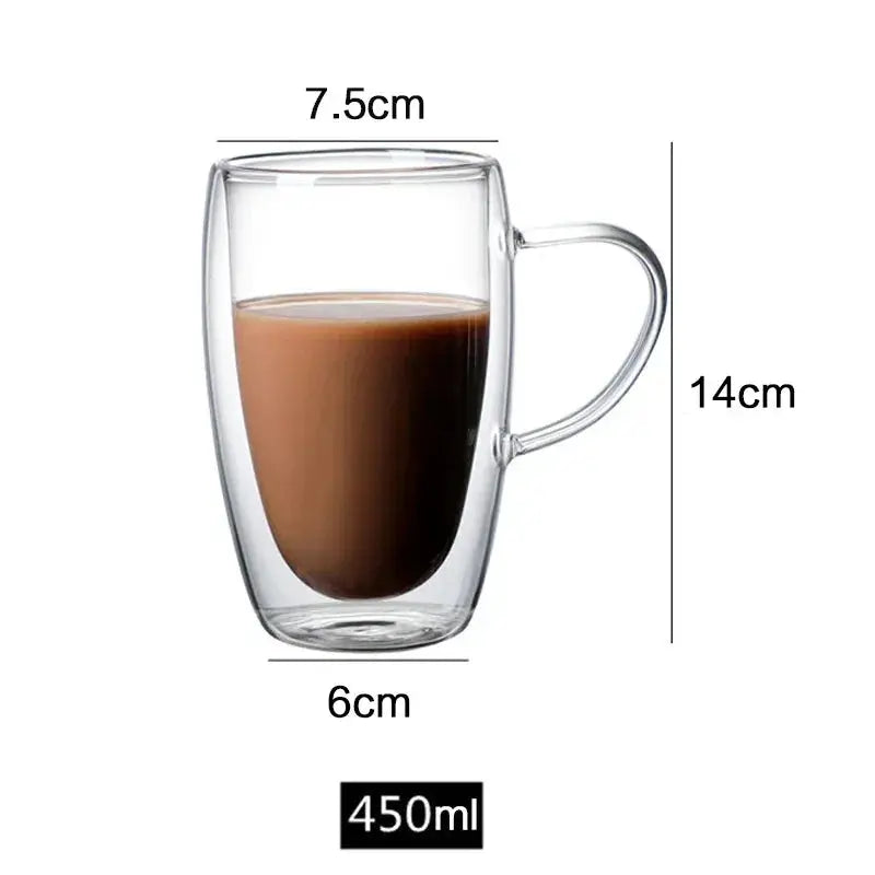 Double Bottom Wall Glass Tumbler Set For Coffee Tea Whiskey Vodka Wine Heat Resistant Drinkware