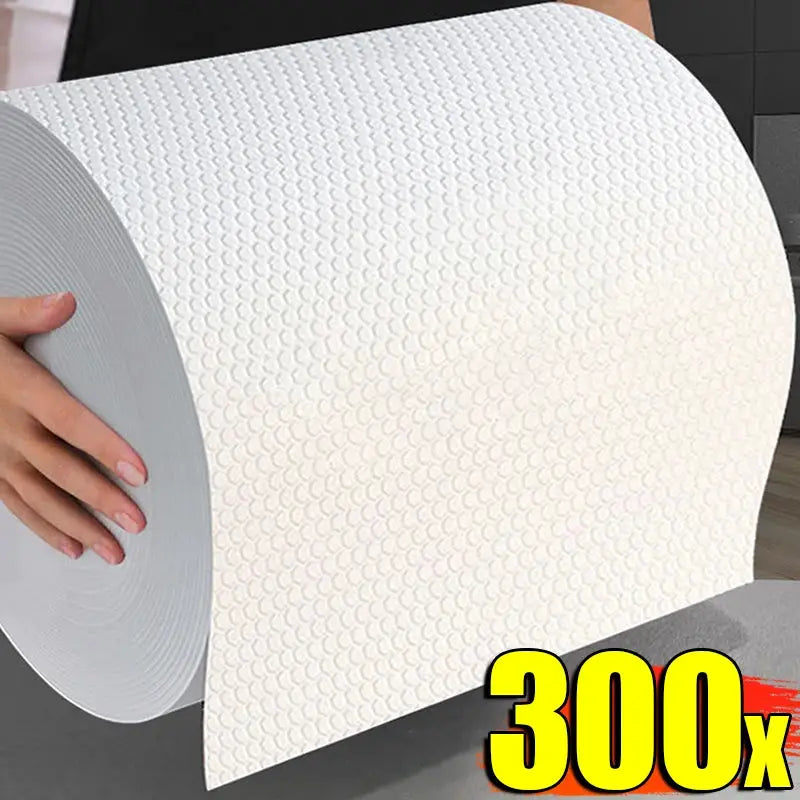 Simples Market kitchen disposable non-woven cleaning cloth roll, 300 sheets, white