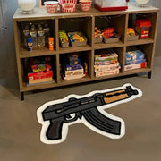 VIKAMA cartoon-style rifle design carpet by Simples Market, slip-resistant bedroom rug with black rifle print