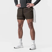 ASRV men's quick-dry basketball shorts in dark olive with ASRV logo on left leg.