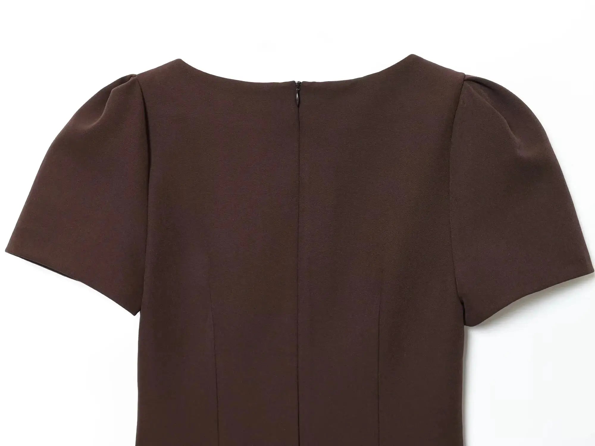 TFMLN Elegant Women Short Sleeve Mini Dress Slim Fit High Waist Solid