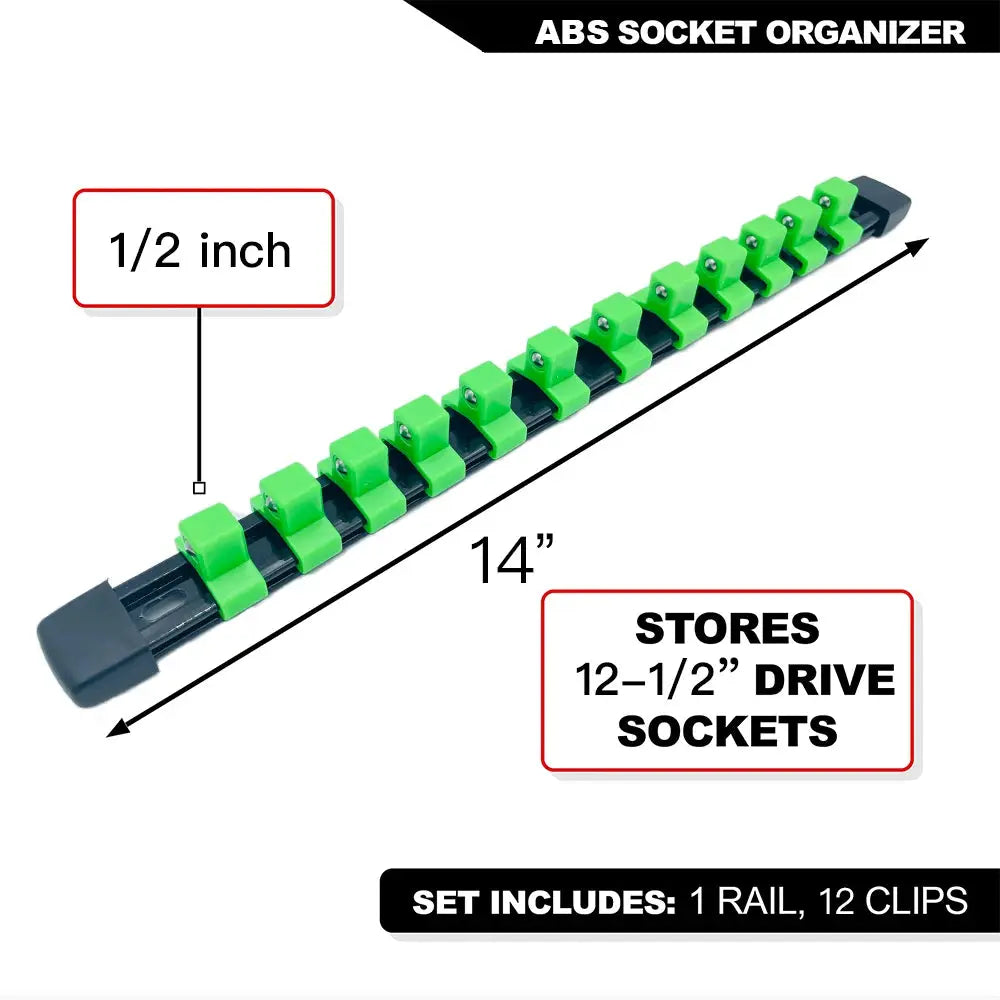 Durable Plastic Socket Organizer Rail Bracket For Quarter Inch Three Eighths And Half Inch Wrenches