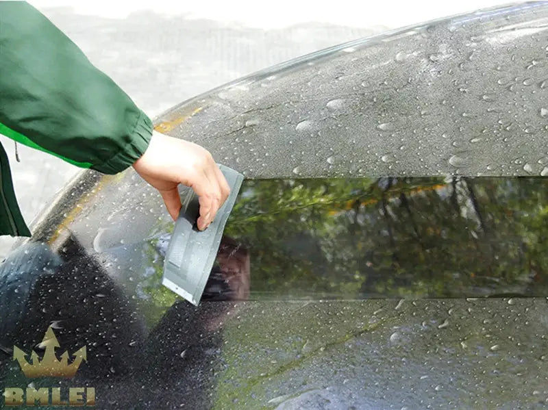 Soft silicone car window squeegee for wraps; gray non-scratch handheld scraper