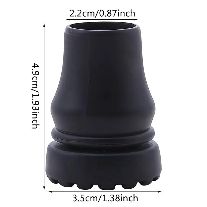 Bottom pad for walking stick, black rubber antiskid tip fits 16–22mm trekking poles