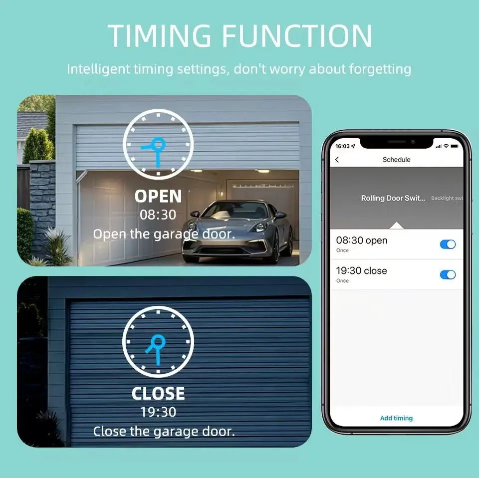 Smart WiFi garage door opener by Simples Market with Tuya app; Alexa/Google Assistant compatible, hub-free