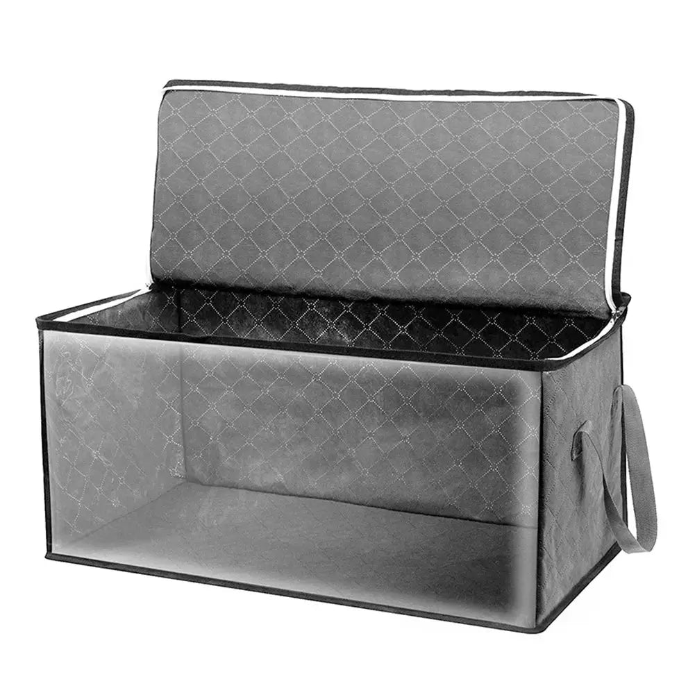 Large Capacity Foldable Non Woven Clothes Storage Bag With Lids Zipper Wardrobe Organizer For Quilts And Blankets