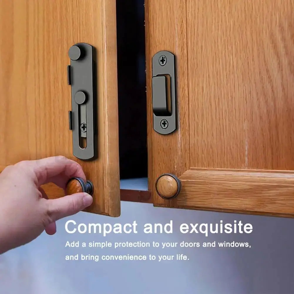 2-pack black barn door lock set with 180-degree flip latch for sliding doors