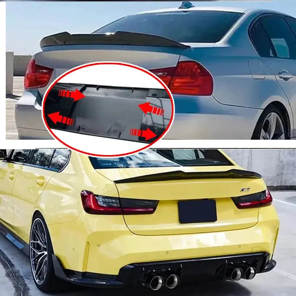 Simples Market universal 3-piece sedan rear trunk spoiler kit, adjustable 46-50 inch car wing accessory