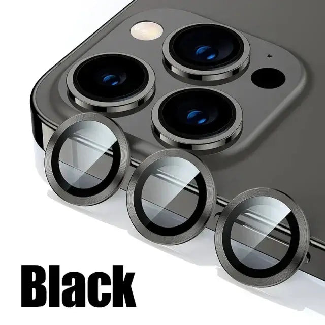 3-pack black metal lens protectors for iPhone back cameras