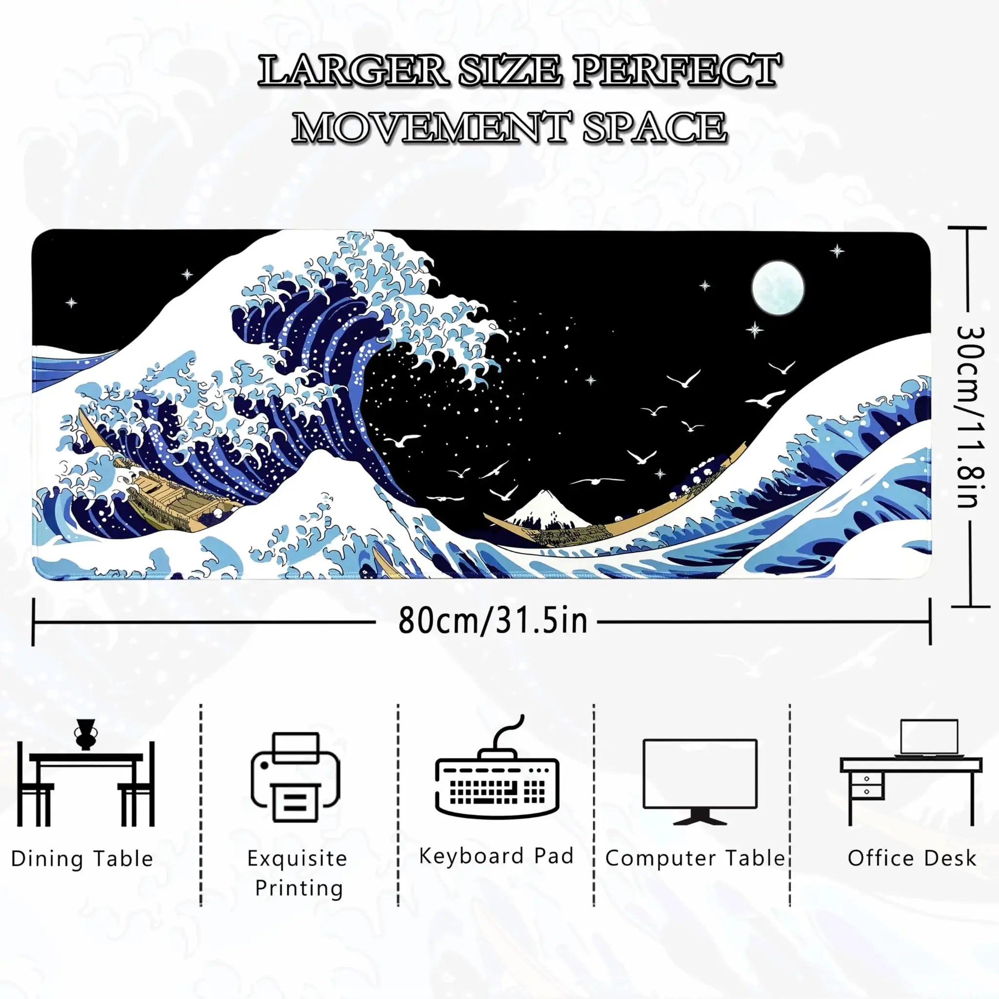 Large Desk Gaming Mouse Pad With Stitched Edges And Non Slip Rubber Base Extended Size For Precision