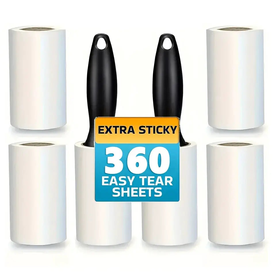 Simples Market Ultra Sticky Lint Roller for pet hair with six white rolls and two black handles