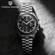 Pagani Design men's chronograph stainless steel watch with tachymeter bezel and black dial