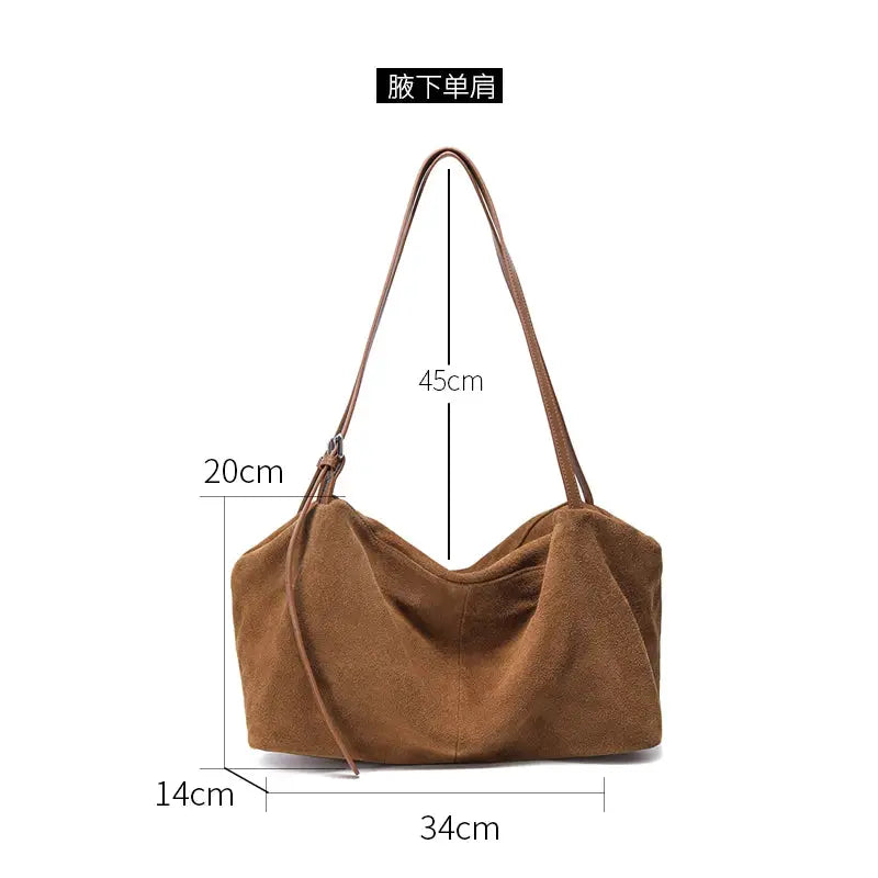 Luxora Women Suede Cowhide Leather Shoulder Crossbody Bag With Ample Space And Multiple Pockets