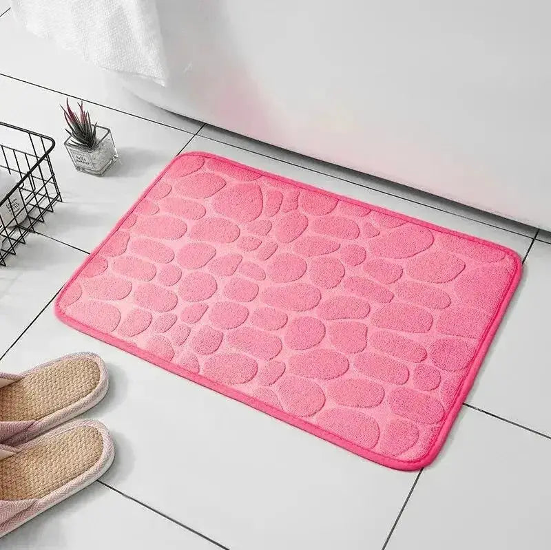 CozyNest Embossed Fiber Carpet Anti Slip Mat With Memory Foam Velvet Pebble Pattern For Bathroom And Living Room