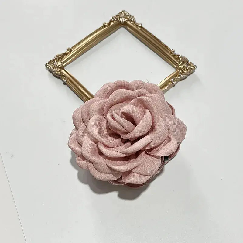 Maison Rose French Fabric Rose Hair Claw Clips Durable Plastic With Delicate Floral Pattern For Women And Girls