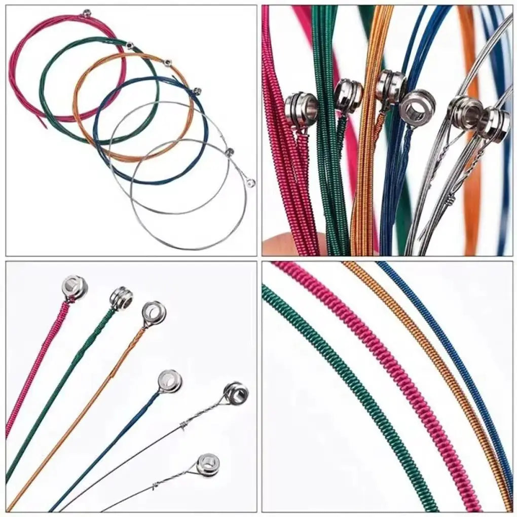 Miwayer 6 String Acoustic Guitar Strings Set In E A Rainbow Colors For Folk And Classical Guitars