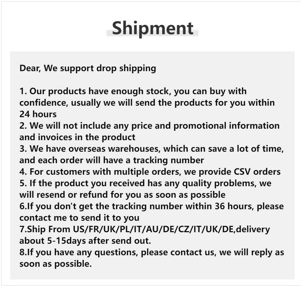 Simples Market shipment notice for bean bag chair order with drop-shipping policy text.