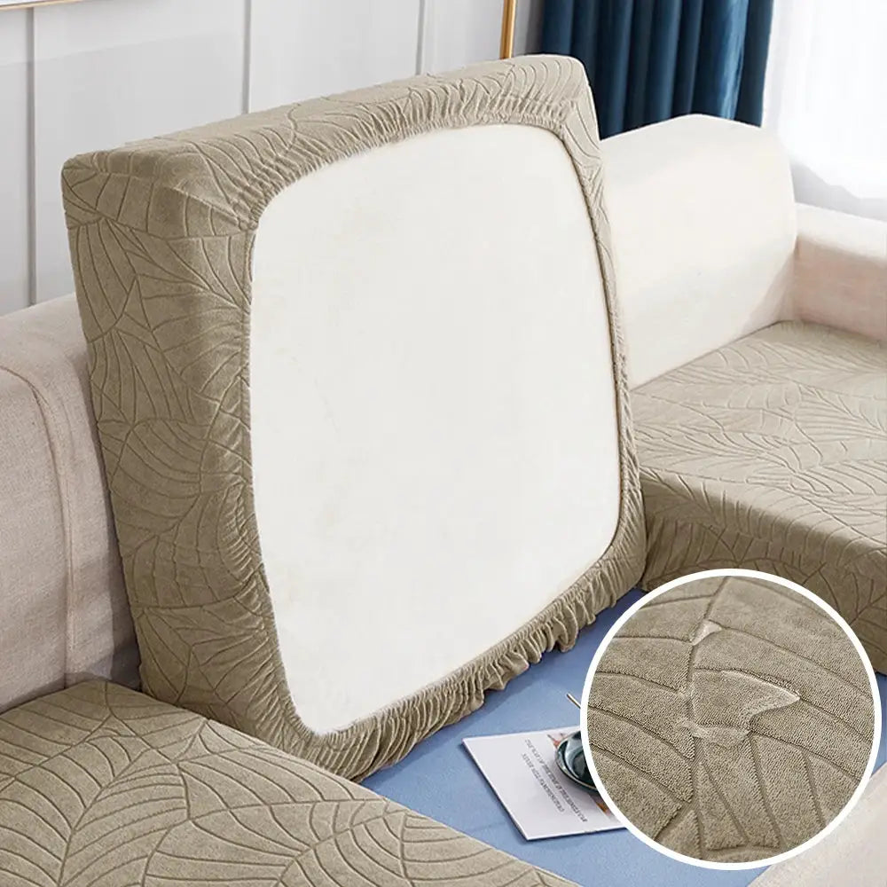 Sofa cushion cover Simples Market beige jacquard stretch fabric for chaise lounge, removable protector