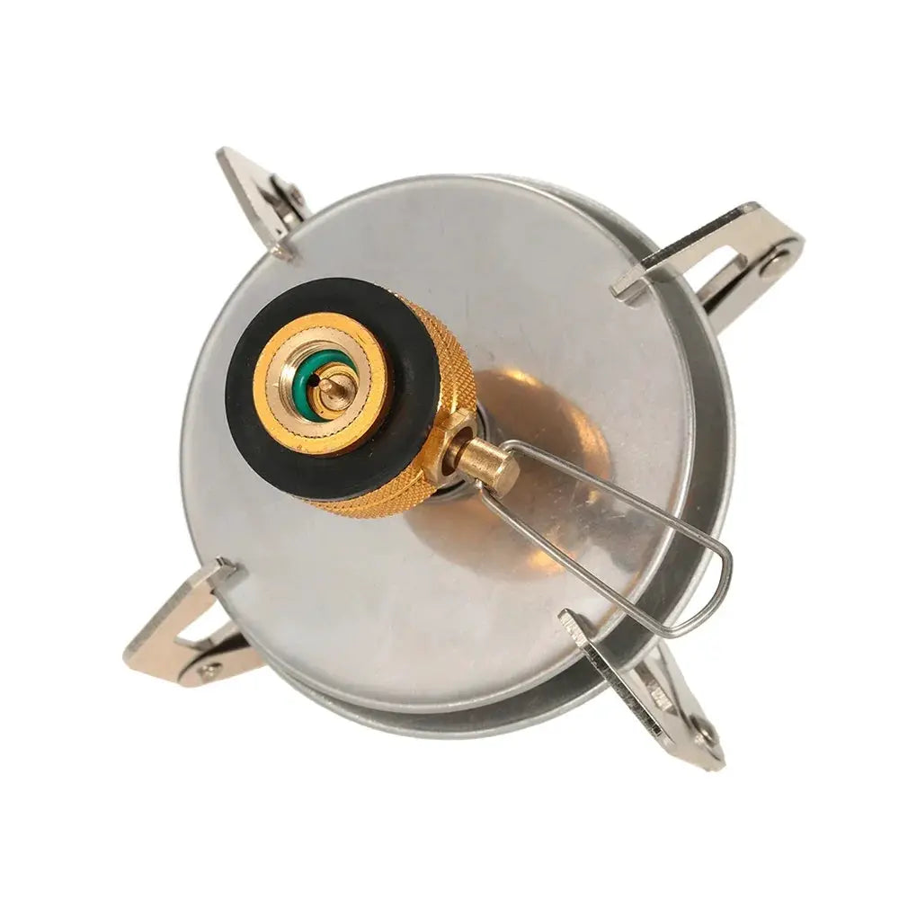 Simples Market outdoor camping gas stove burner; ultralight portable stove with brass burner and fold-out legs