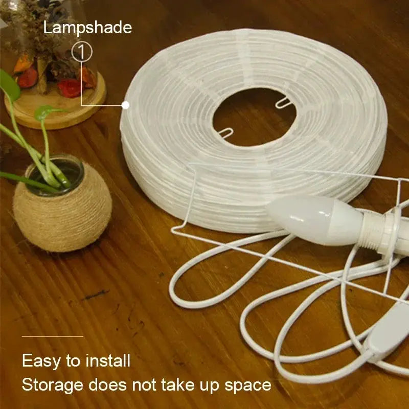 Japanese lantern LED table lamp by Simples Market with rice paper shade; easy to install, compact storage