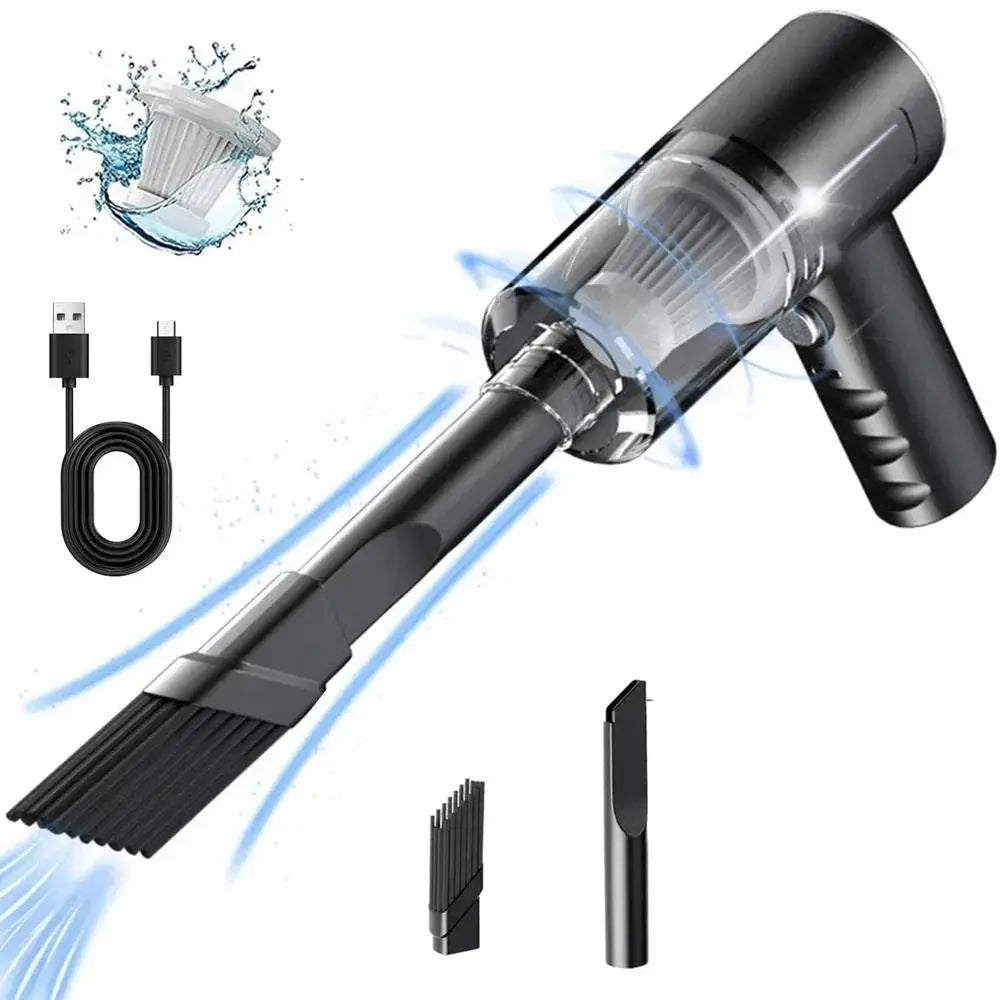 Wireless Vacuum Cleaner Dual Use For Home And Car 120W High Power Powerful Black
