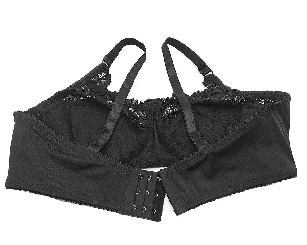 Black lace bra top with back hook closure, Simples Market