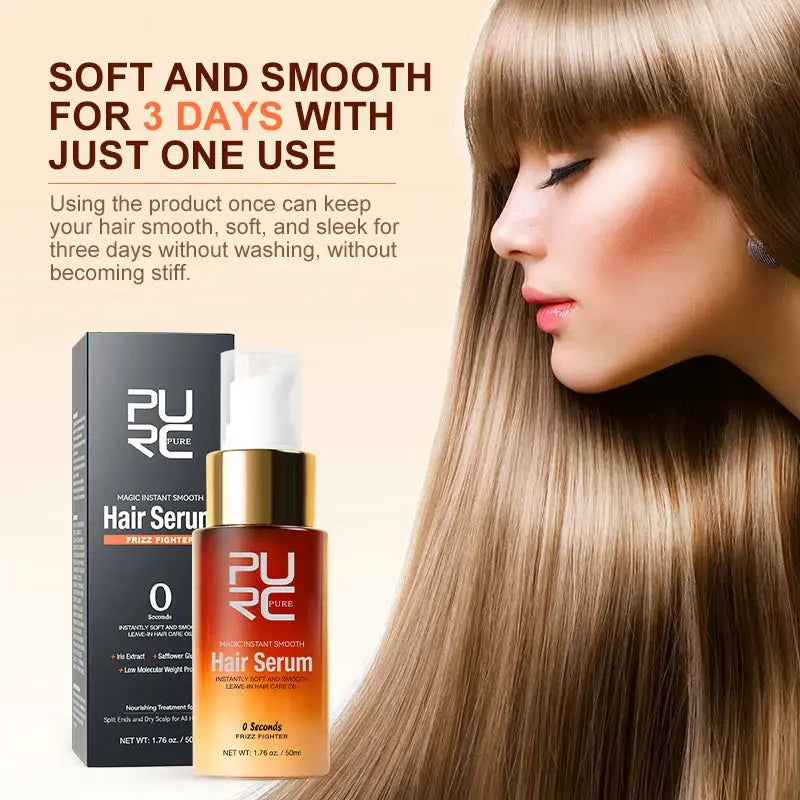 PURC Magic Instant Smooth Hair Serum Leave In Treatment Nourishing Repair Damaged Frizzy Hair Anti Frizz UV Protection
