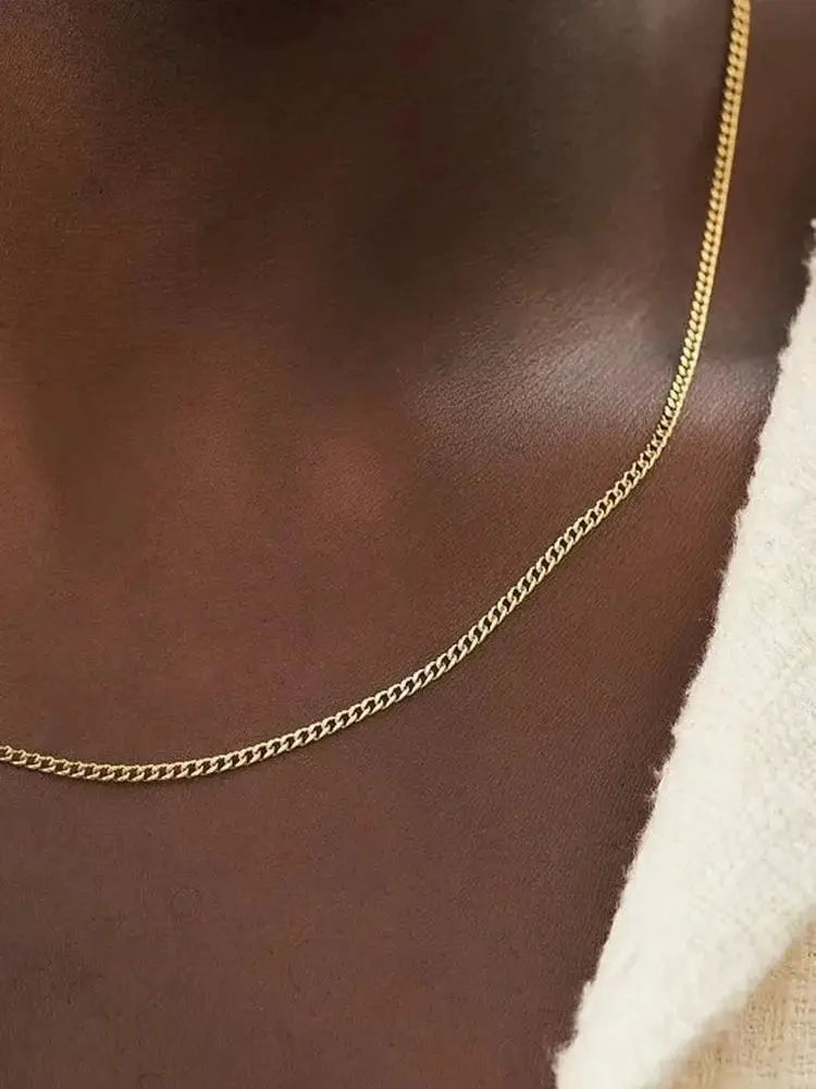 3mm Mens Cuban Link Chain Necklace Stainless Steel Jewelry Fashion for Men Trendy Gift Idea
