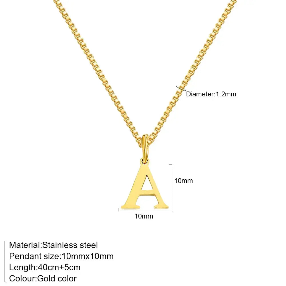 A Z Initial Necklace 18K Gold Plated Stainless Steel Letter Necklace for Women Personalized Gift