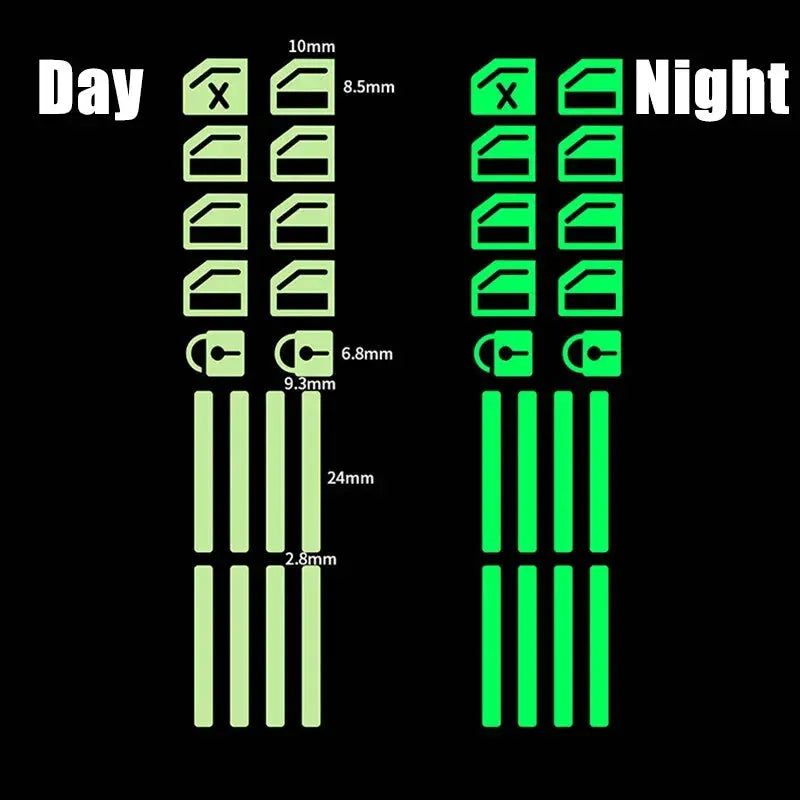 Car interior 18Pcs luminous door/window control button stickers Day/Night neon-green set by Simples Market