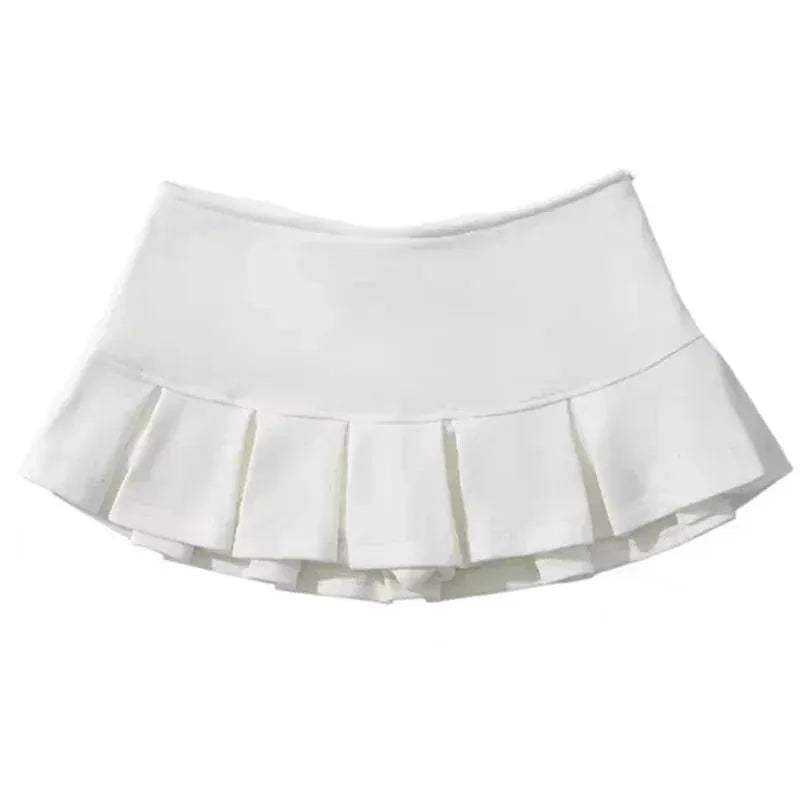 Simples Market white high-waist pleated mini skirt with layered hem