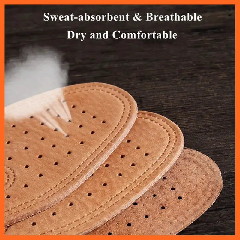 1 Pair Cowhide Insoles For Men Genuine Leather Deodorant Breathable Insoles For Shoes And Flats