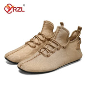 YRZL men's mesh loafers driving moccasins in tan, breathable non-slip casual walking shoes