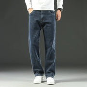 Mens Spring Autumn Jeans Loose Fit Straight Leg Business Casual
