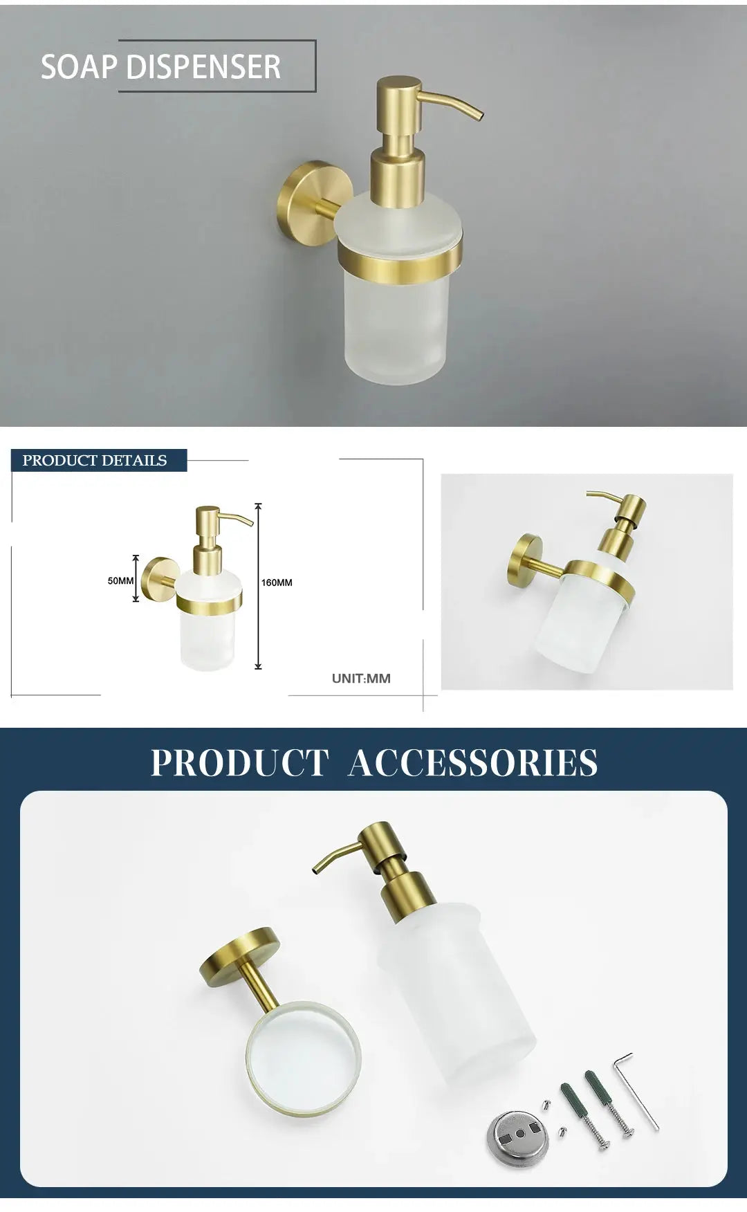 Soap dispenser in brushed gold knurled brass by Simples Market