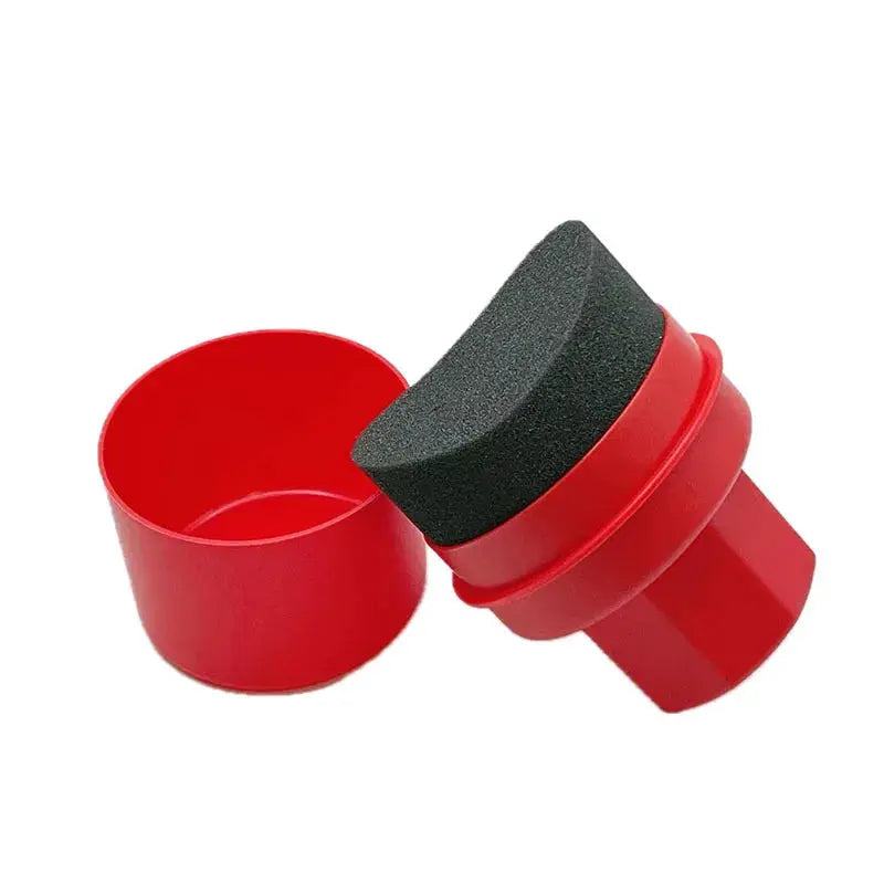 Simples Market curved tire sponge applicator with red cap and black foam pad for wheel polishing