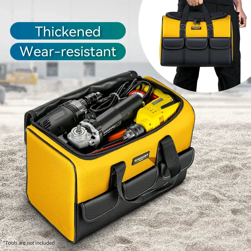 17 Inch tool bag by Simples Market in yellow and black with 6 exterior pockets