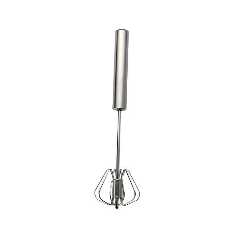 ChefPro Semi Automatic Rotary Whisk With Beech Wood Handle Stainless Steel Head For Effortless Mixing