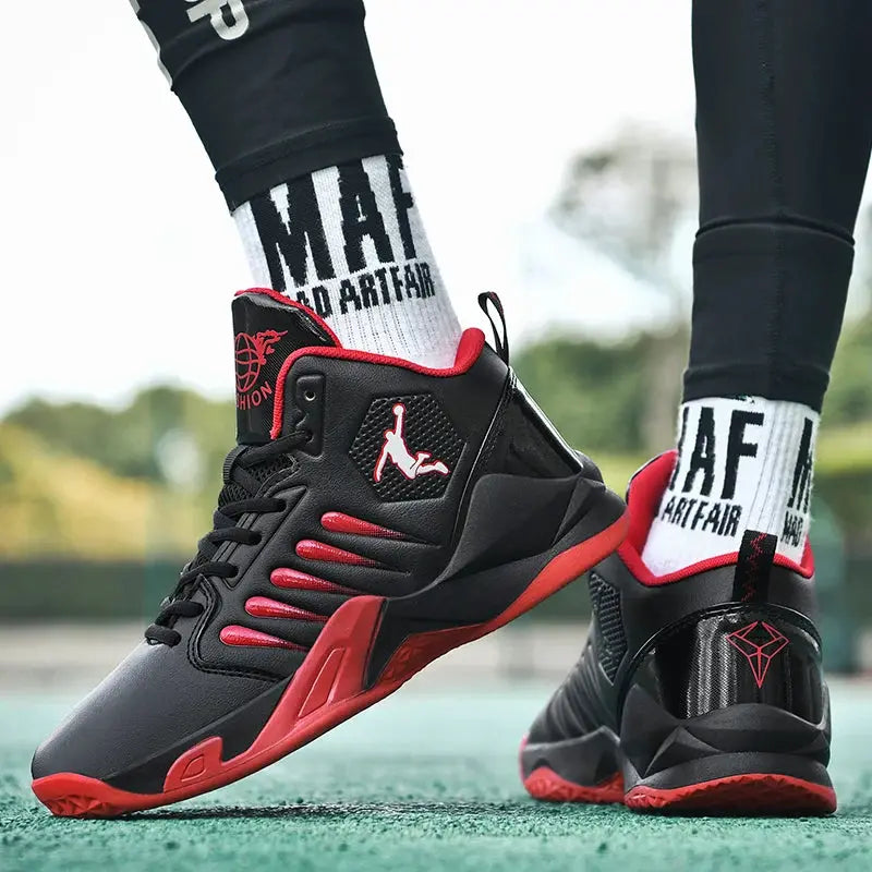 Men's black and red sneakers by Simples Market with Jumpman logo, breathable trainer.