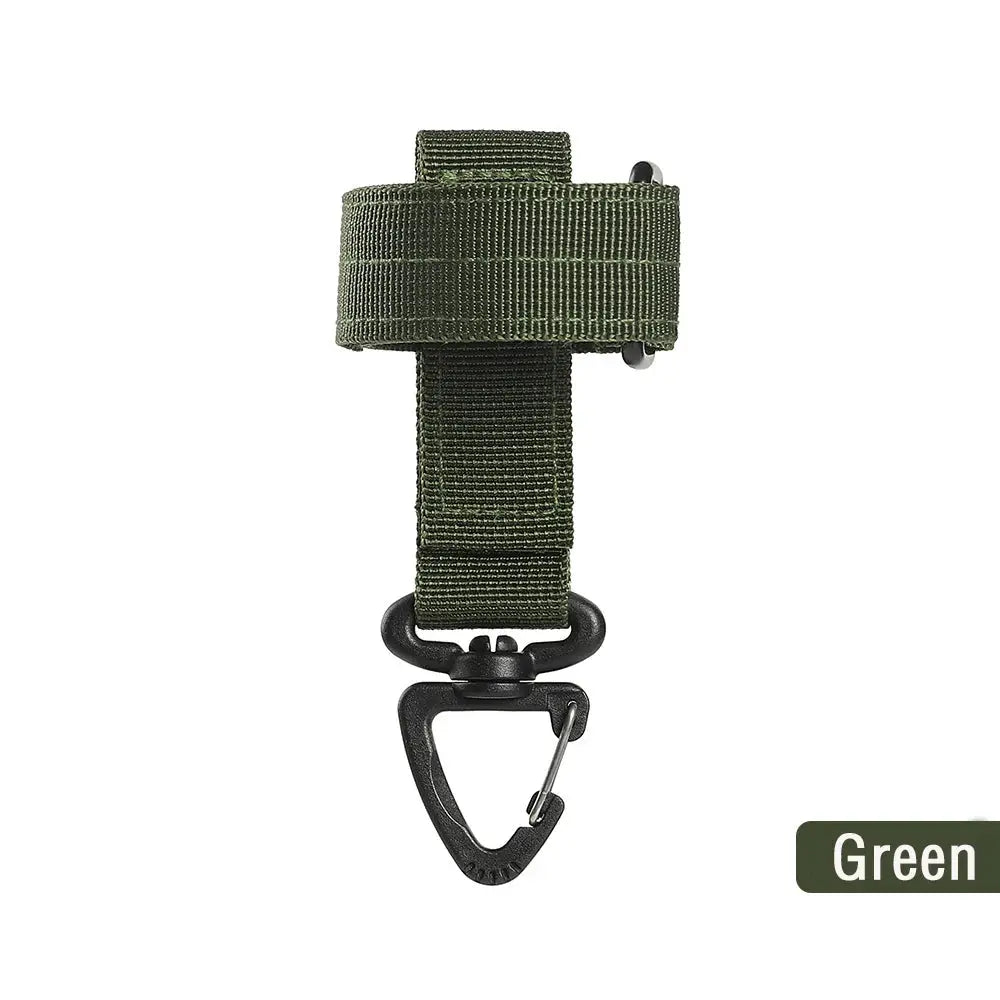 Nylon strap with carabiner clip in green for outdoor camping