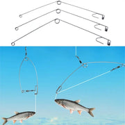 Rustproof Fishing Line Splitter With Automatic Spring Ejection Double Hooks Contactor Space Bean Line Swivel Outdoor Jig Accessory