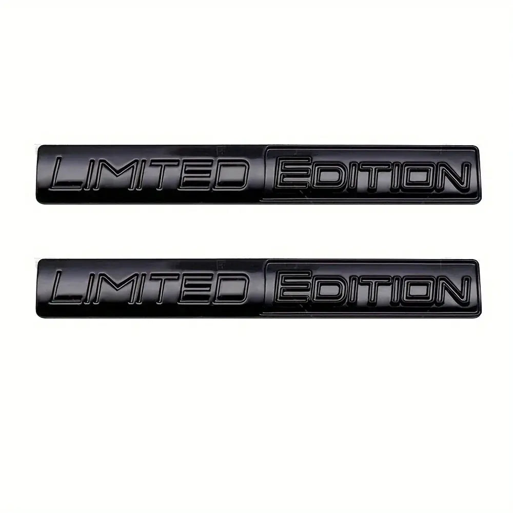 2pcs Limited Edition 3D metal car emblems, black, for rear trunk and side fenders
