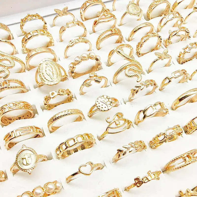30Pcs Mix Pearl Silver Rings Set With Animal Snake Chain Hollow Leaf Butterfly Flower Gift For Girls Women Jewelry
