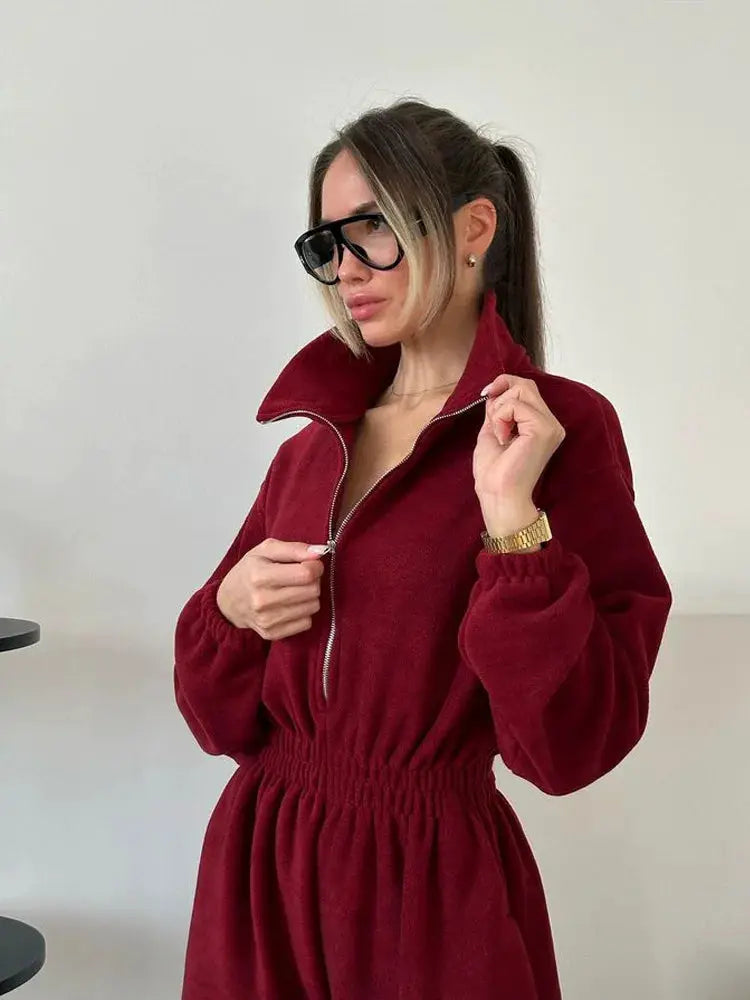 TrendFlow Contrast Color Jumpsuit for Women Sporty Street Style with Stretch Polyester Elastane
